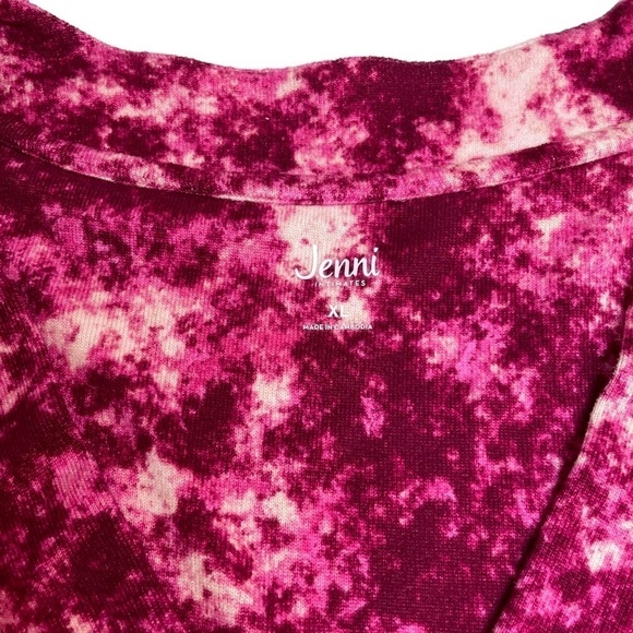 Jenni Printed Long Sleeve Sleep Shirt Pink Splash Tie Dye XL - Picture 4 of 6